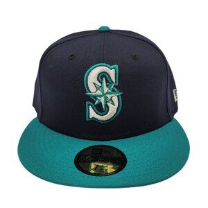 MLB New Era Seattle Mariners 7 1/2 Navy Blue/Teal Fitted Cap